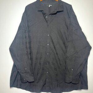 Murano Men's Long Sleeve Duo Tonal Black Geometric‎ Button Front Shirt Sz 4XB